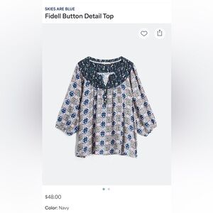 Skies Are Blue Fidell Button Detail Top size 1X